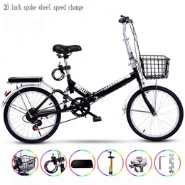 Zhangxiaowei Bike 20Inch Spokeweel Speed Change Ultralight Portable Folding Bike for Adults with Self Installation, Black