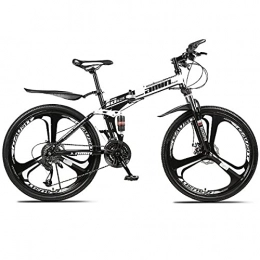 DKZK Bike 21 / 24 / 27 / 30 Speed Double Shock Absorber One Wheel Folding High Carbon Steel Double Disc Brake Bicycle 26 Inch Full Suspension Mountain Bike