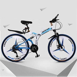 Domrx Bike 21 / 24 / 27 Speede Bicycle 26 inch Double Shock Absorption Fast Folding One Wheel Ultralight Road Bikes-21 Speed White Blue_(155-185cm)