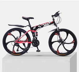 MUYU Folding Bike 21 Speed (24 Speed, 27 Speed, 30 Speed) Double Shock Absorption Before And After Road Bicycles for Men And Women 24 Inches, Red, 24speed
