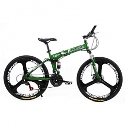 MUYU Folding Bike 21 Speed Folding Bicycle Men Or Women Mountain Bike 24 Inch Dual Disc Brake Bike, Green2, 24speeds