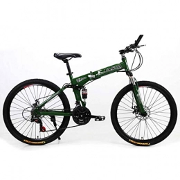 MUYU Folding Bike 21 Speed Folding Bicycle Men Or Women Mountain Bike 26 Inch Dual Disc Brake Bike, Green, 27speeds