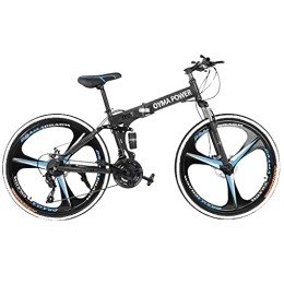 Prevently Bike 21 Speed Folding Mountain Bicycles for Women & Men, 27.5 Inch Mountain Bike for Adults and Teens, Suspension Fork City Bikes with Dual Disc Brakes（The best Christmas 22 Inch Bike (Black, One Size)