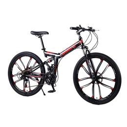 RECORDARME Folding Bike 21 Speed Folding Mountain Bike, for 24 Inch Bicycle Double Disc Brakes Cycling, for Urban Environment and Commuting To and From Get Off Work