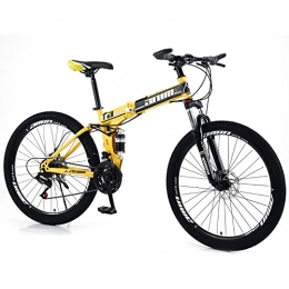 RMBDD Bike 21 Speed Mountain Bicycle 26 Inch Folding Bikes with High Carbon Steel Frame and Double Disc Brake Mountain Trail Bike Full Suspension for Men and Women's Outdoor Cycling Road Bike