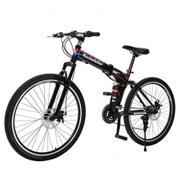 CLOUDH Bike 21-Speed Mountain Bike Bicycle, High Carbon Steel Folding Outroad Bicycles, Full Suspension Mountain Bike, Dual Disc Brakes, for Outdoor Adventures, 21 Speed