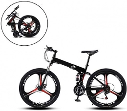 Cacoffay Folding Bike 21-Speed Mountain Bikes, 26 Inch Folding High Carbon Steel Frame Variable Speed Double Shock Absorption Three Cutter Wheels Foldable Bicycle for People with A Height of 160-185Cm, Black