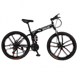 AI-QX Folding Bike 21-Speed Shimano BMX Foldable Adult Bike, 26-Inch Mountain Bike, Front And Rear Disc Brakes, Boys And Girls, Black