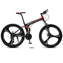 BSWL Bike 21 Variable Speed Adult Off-Road Mountain Bike Men And Women Bicycle Folding Variable Speed Double Shock Absorber Student Racing, Black And Red, 24