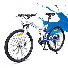 24" 24 Speed Lightweight Alloy Folding City Bike Bicycle, Comfortable Mobile Portable Compact Lightweight Great Suspension Folding Bike for Men Women - Students and Urban Commuters/Blue