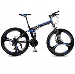 Llpeng Bike 24" 24-speed Mountain Folding Bike, Unisex Bicycles, Flying Wheel Variable-speed Off-road Mountain Bike, Double Shock-absorbing Three-knife Wheels Student MTB Racing, 8-second Folding Flat Ground Unive