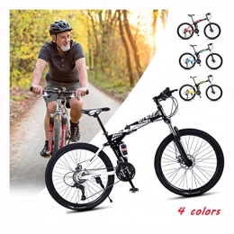 LYRWISHPB Folding Bike 24 / 26 Inch Adult Mountain Bike, 21 / 24 / 27-speed Bicycle Aluminum Alloy Big Wheels Mountain Brake, Outdoor Trail Bike Folding Outroad Bicycles Lightweight Aluminum Frame ( Color : White , Size : 24in )