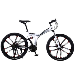 Allround Helmets Folding Bike 24. 26 Inch Folding Bike, Adult Mountain Bike with 10 Spoke Wheels and 21 * 24 * 27 Speed 51-7#Siamese finger shifting handle Full Suspension Anti-Slip Bicycle for Women, Men, Student D, 26in21Speed