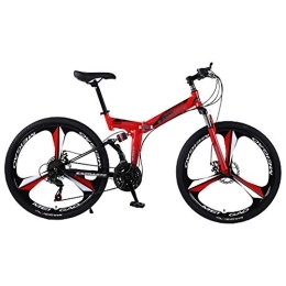 Allround Helmets Folding Bike 24 * 26 Inch Folding Mountain Bike, 21 * 24 * 27 Speed Adult Men and Women Teens MTB Foldable Bicycle 51-8# Siamese finger dial for Student Office Worker with Mechanical disc brake A, 26in27Speed
