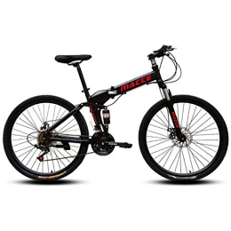 Allround Helmets Folding Bike 24 / 26 Inch Folding Mountain Bike, 21 / 24 / 27 Speed Double Shock High Carbon Steel Folding Outroad Bicycles Double Disc Brake Lightweight MTB Bicycle for Adults Women Men B, 24 inch 21 speed