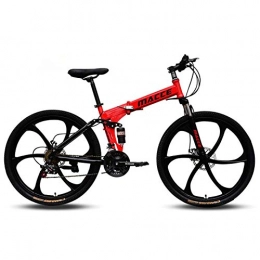 Allround Helmets Folding Bike 24 / 26 Inch Folding Mountain Bike, 21 / 24 / 27 Speed Double Shock High Carbon Steel Folding Outroad Bicycles Double Disc Brake Lightweight MTB Bicycle for Adults Women Men L, 24 inch 24 speed