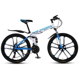 Allround Helmets Bike 24 / 26 Inch Folding Mountain Bike, Adults Men and Women Steel frame (folding) MTB Bicycle 51-8 Siamese finger dial 21 / 24 / 27 Speed with Mechanical disc brake C, 26 inch 21 speed