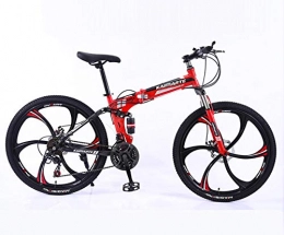 SAFT Bike 24 / 26 Inch Folding Mountain Bike Bicycle For Men And Women, High Carbon Steel Frame, Steel Disc Brake (Color : Red-B, Size : 26 inch 27 speed)