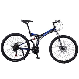 Allround Helmets Bike 24 / 26 Inch Folding MTB Bike, 21 * 24 * 27 Speed Mountain Foldable Outroad Bicycles 51-8# Siamese finger dial High carbon steel frame Adult Mountain Bikes with Mechanical disc brake E, 24in21Speed