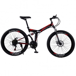 SPOCH Folding Bike 24 / 26 inch Mountain Bike, Fat Tire Foldable Bike Outroad Bicycles, Variable Speed Disc Brake, High Carbon Steel Road Bikes for Adults Students, B 24 Speed, 24 inch