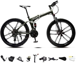 AYDQC Folding Bike 24-26 inch MTB Bicycle, Unisex Folding Commuter Bike, 30-Speed Gears Foldable Bicycle Bike, Double Disc Brake / Green / C Wheel / 24' 5-27 fengong