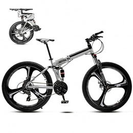 SHIN Folding Bike 24-26 Inch MTB Bicycle, Unisex Folding Commuter Bike, 30-Speed Gears Foldable Mountain Bike, Off-Road Variable Speed Bikes for Men And Women, Double Disc Brake / white / 24'' / A wheel