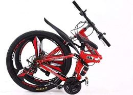 TYUI Bike 24-inch 24-Speed Folding Bike Folding Mountain Bike Folding Outroad Bicycles Streamline Frame for in Outdoor Bicycle-red