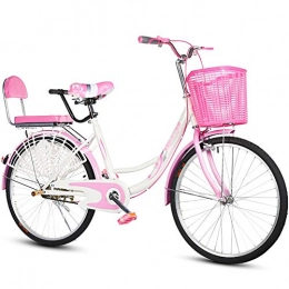 CXSMKP Folding Bike 24 Inch Folding Bike for Adults, 7 Speed Commuter Bike Closed Chain Cover Non-Slip Pedals Foldable Compact Bicycle with Non-Slip ECO-Friendly Grip, High Carbon Steel Shelf, Pink