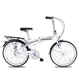  Folding Bike 24 Inch Folding Bike, Single Speed Lightweight Aluminum Frame Foldable Compact Bicycle with Comfort Saddle Rack and Fenders for Adults, White