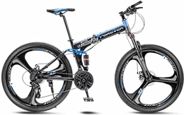 DPCXZ Bike 24 Inch Folding Mountain Bike for Teens, Mountain Bike Three Knife Wheel 21-Speed 24-Inch Wheel Double Disc Brake Full Suspension Anti-Slip Carbon Steel Frame MTB Bikes Blue, 24 inches
