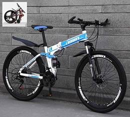 Llpeng Bike 24 Inch Folding Mountain Bikes, High Carbon Steel Frame Double Shock Absorption 21 / 24 / 27 / 30 Speed Variable, All Terrain Quick Foldable Adult Mountain Off-Road Bicycle (Color : A, Size : 27 Speed)