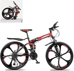 Llpeng Bike 24 Inch Folding Mountain Bikes, High Carbon Steel Frame Double Shock Absorption 21 / 24 / 27 / 30 Speed Variable, All Terrain Quick Foldable Adult Mountain Off-Road Bicycle (Color : B, Size : 24 Speed)
