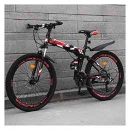 24 Inch Mountain Bike Folding Bicycles 27 Speed Shock Absorber System, With High Carbon Steel Frame, Adult Bikes Cycling Sports & Outdoors Cruiser, Red (Color : Red, Size : 24"-27 speed)