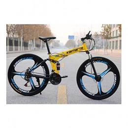 YOUSR Bike 24 Inch Overall Wheel 27 Speed Unisex Dual Suspension Folding Road Mountain Bikes Yellow