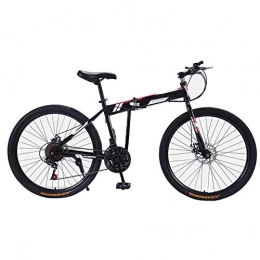 MFWFR Folding Bike 24 Inches Mountain Bike, for Men and Women Aluminum Frame Folding Bicycle, with Gear Mens Mountain Bicycle, Double Disc Brake, Double Shock-Absorbing Cross-Country Bicycle, blackred, 27speed