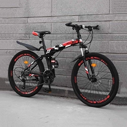 DSG Folding Bike 24-speed folding road beach mountain bike 24 inch male and female students variable speed double shock absorption adult double disc city track children’s gift