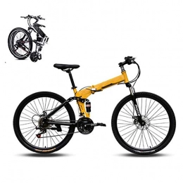 KuaiKeSport Bike 24in Folding Mountain Bike, Portable Folding Bike for Adults Student, MTB Bike 21 Speed Folding Bicycle for Boys Girls Women, Fold up Bike City Bike, Adjustable Seat Bicycle with Disc Brakes, Yellow