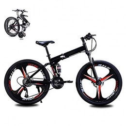 KuaiKeSport Bike 24in Folding Mountain Bike, Portable Folding Bike for Adults Student, MTB Bike Lightweight Folding Speed Bicycle for Men Women, Fold up Bike City Bike, Damping Bicycle with Disc Brakes, Black