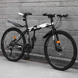 BEIGOO Folding Bike 24inch Folding Bike, Dual Disc Brakes Variable Speed Mountain Bike, High Tensile Steel City Bike, Adjustable Seat & Handlebar, For Adult Men And Women Teens-27Speed-D1