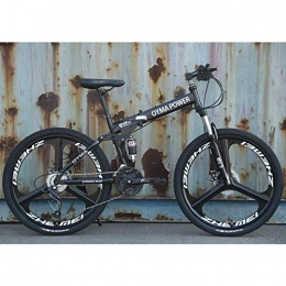 WZB Folding Bike 26" / 26inch Folding Mountain Bike, 21 / 24 / 27 speed, Unisex, Steel Frame 6 Spokes Integrated Wheel, Premium Full Suspension, 5, 21speed