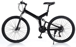 26" Folding Bike Mountain Bike, 21 Speed Full Suspension Disc Brakes Bicycle, MTB Adult City Bike Carbon Steel Frame