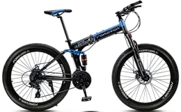 DPCXZ Bike 26'' Folding Bike Multi Spokes, Full Suspension Mountain Bicycle with Dual Disc Brake Dual Disc Brake MTB Bike for Adult, Sports Outdoor Adult Bike Blue, 26 inches