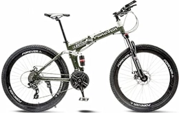 DPCXZ Bike 26'' Folding Bike Multi Spokes, Full Suspension Mountain Bicycle with Dual Disc Brake Dual Disc Brake MTB Bike for Adult, Sports Outdoor Adult Bike Green, 24 inches