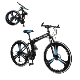 AASSDOO Bike 26 in Folding Bicycle for Mens and Womens - With 21 Speed Dual Disc Brakes Full Suspension Non-slip Adult Sport Bike 26 Inches Anti-Slip Bicycle for Adults Mens Boys Wome