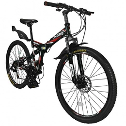 CXSMKP Bike 26-Inch 21 Speed Folding Mountain Bike Bicycle Trail Commuter, High Carbon Folding Steel Frame, Weight Limit 220 Lbs, Dual Disc Brake