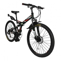 CXSMKP Bike 26-Inch 21 Speed Folding Mountain Bike, Dual Disc Brake, Full Suspension, High Carbon Steel, Max Load 220Lbs, Bicycle Trail Commuter for Teens Adult