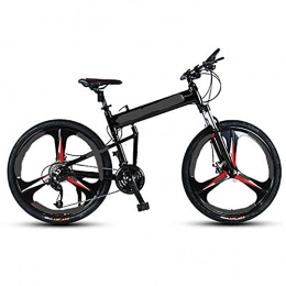 CDPC Bike 26-inch 27-speed Folding Mountain Bike Aluminum Alloy, Adult Full Suspension Mountain Bike, Dual-disc Off-road Mountain Bike (Color : Black, Size : 27.5)