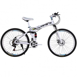 Bycloth Folding Bike 26 Inch Folding Bicycle for Adults, 21 Speed ​​City Mountain Bike, Carbon Steel Lightweight Compact Folding Bike for Men Women, White
