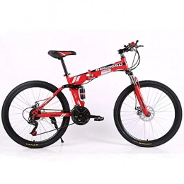 Domrx Folding Bike 26-Inch Folding Bicycle Variable Speed Shock Absorber Disc Brake Soft Tail Framee-Red_26*17(165-175cm)_24