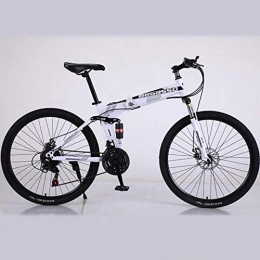 Domrx Folding Bike 26-Inch Folding Bicycle Variable Speed Shock Absorber Disc Brake Soft Tail Framee-White_26*17(165-175cm)_24